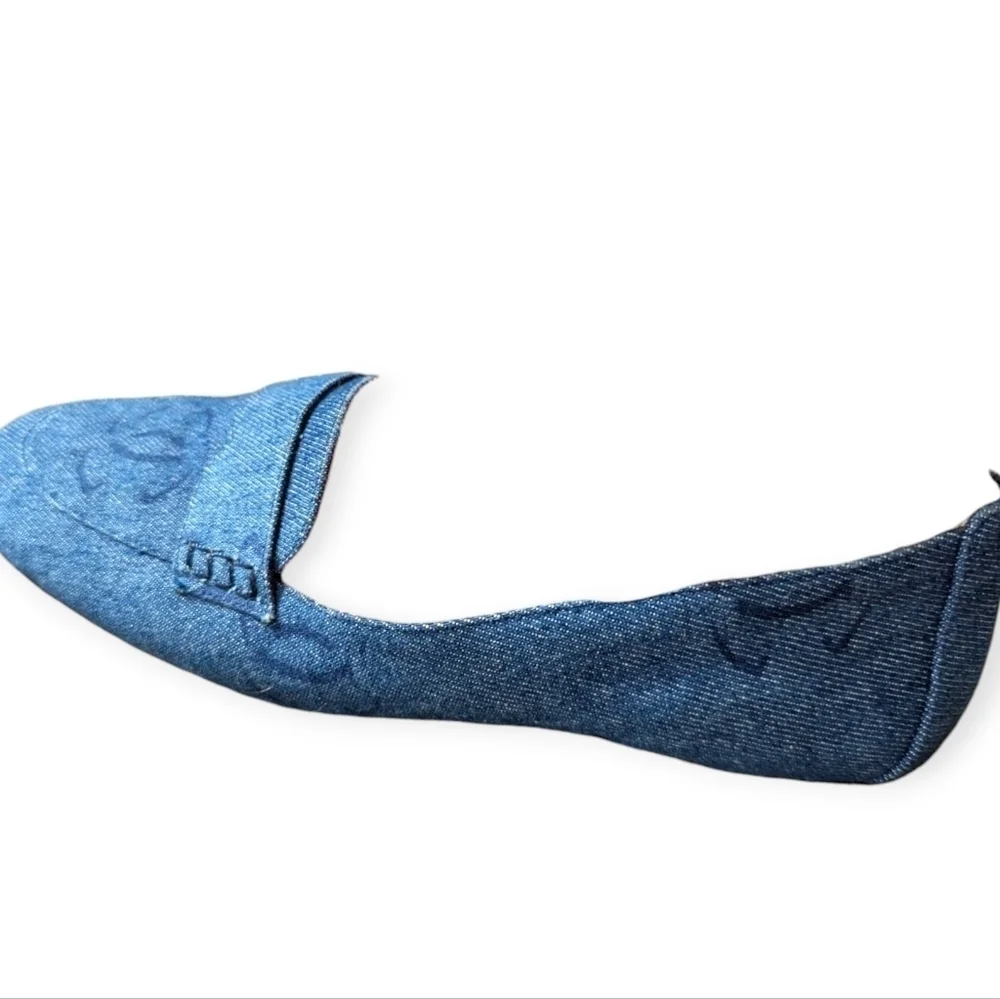 Vintage Y2K Chanel Denim Loafers Rare Designer Luxury Slip-On Shoes Flats Sz 10